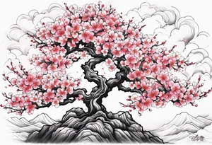 Shoulder cherry blossom tree tattoo idea