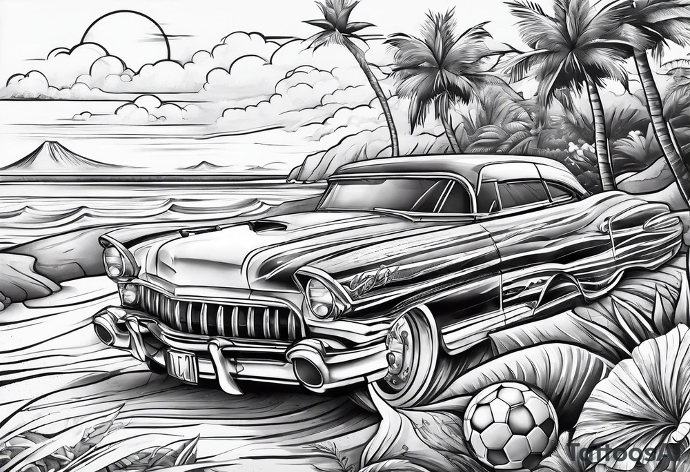 beach and football tattoo idea