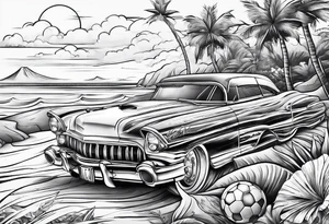 beach and football tattoo idea