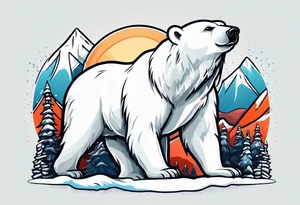 A polar bear standing on two legs holding a snowboard and wearing snow goggles tattoo idea