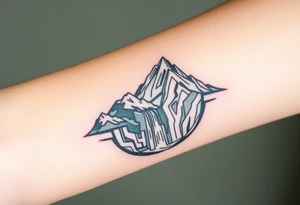 သား  surrounded by a colorful green mountainside with a waterfall tattoo idea