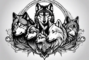 Wolf family of 5 tattoo idea