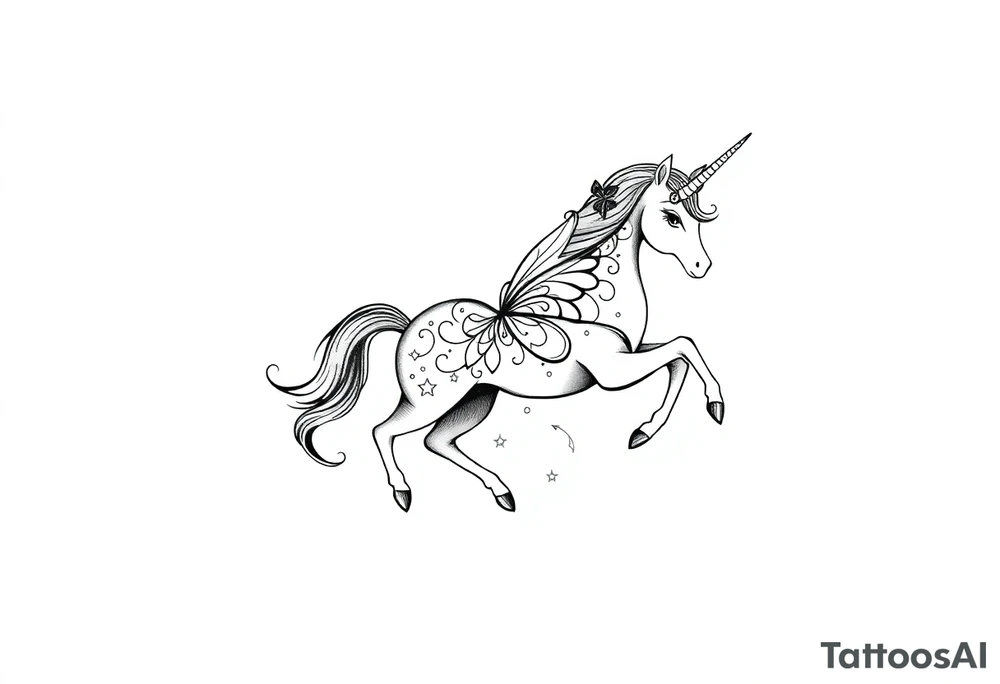 magical fairy unicorn tattoo idea