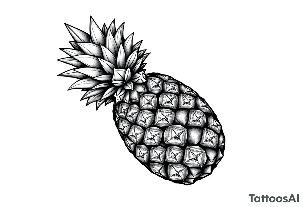 pineapple with diamonds and magestic, crown, vagina, anus, pubic tattoo idea