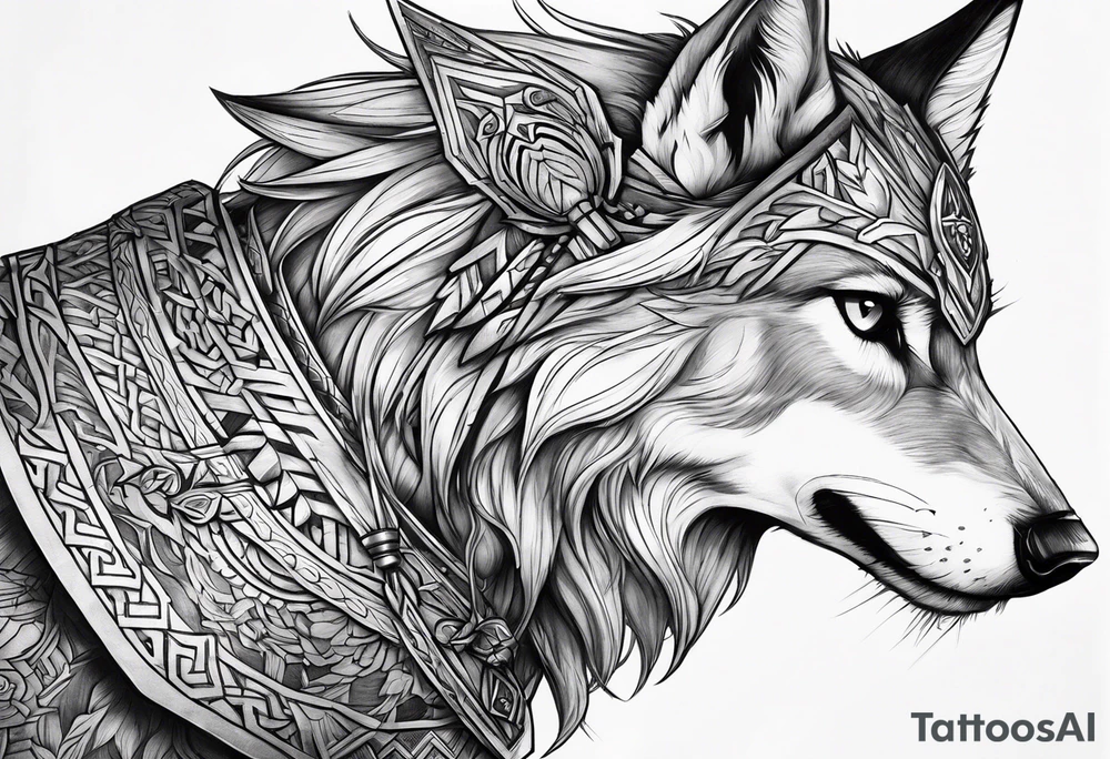 Legend of zelda link wolf in profile tattoo idea