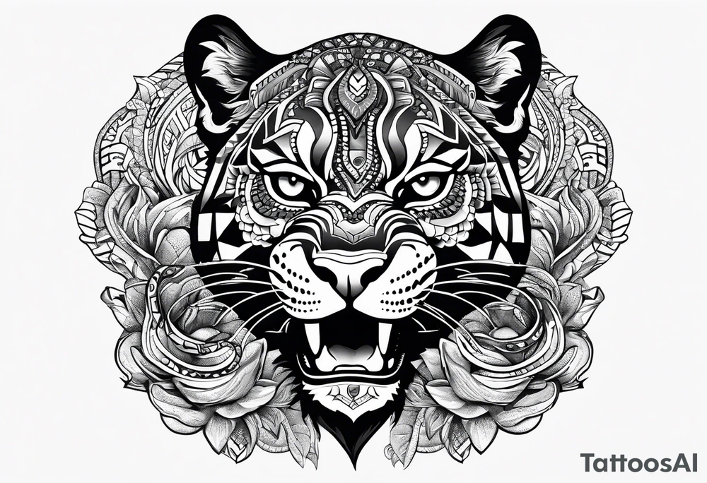 aztec black jaguar with snake tattoo idea