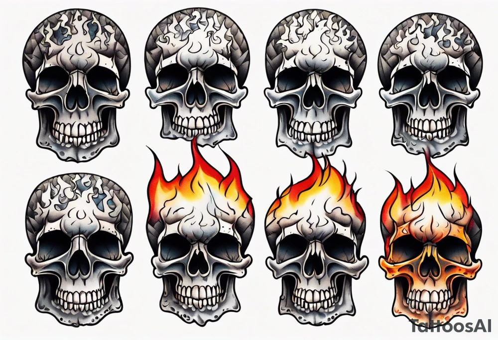 burning skull tattoo idea