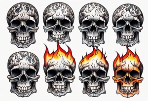 burning skull tattoo idea