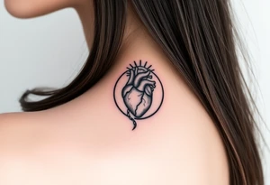 human heart chained within circle sun and moon tattoo idea