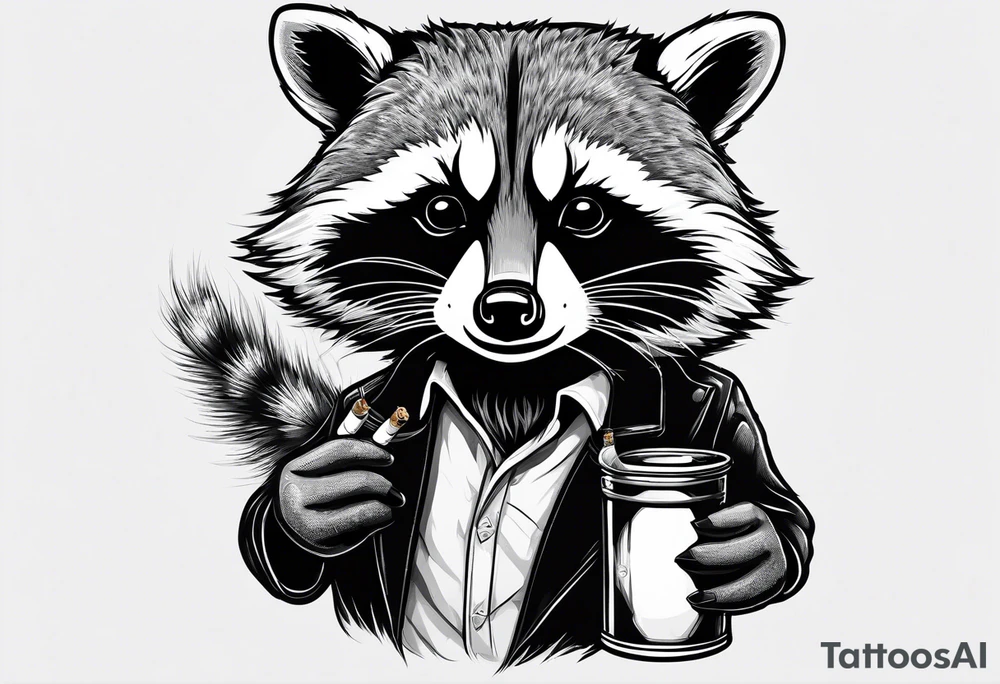 raccoon smoking cigarette tattoo idea