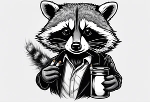raccoon smoking cigarette tattoo idea