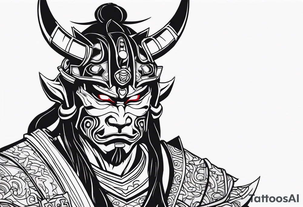 Cyber oni samurai tattoo idea