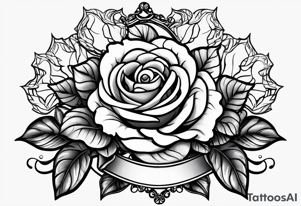 Four roses with a banner tattoo idea