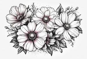Cosmos and Gladolius flowers tattoo idea