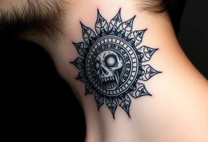 zombie Aztec sun calendar eating 
a zombie gases tattoo idea
