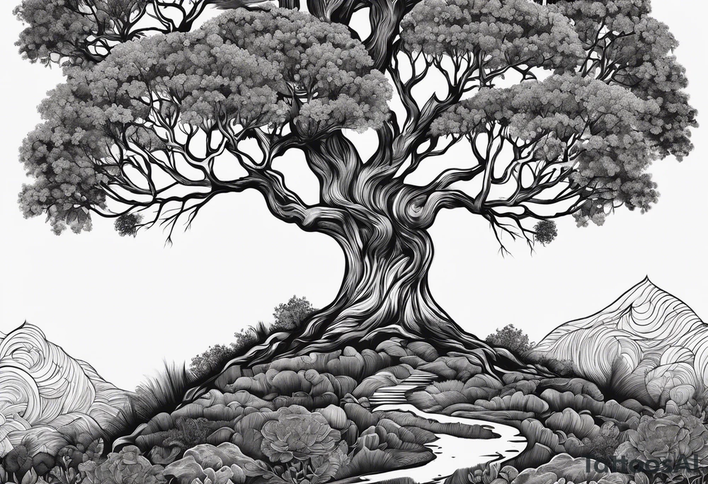 arbre de vie avec les prénoms Charly et Gaby tattoo idea
