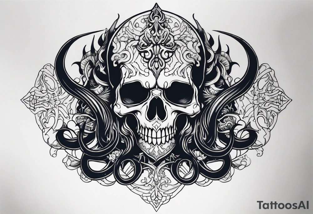 Evil navy coverup skull squid tattoo idea