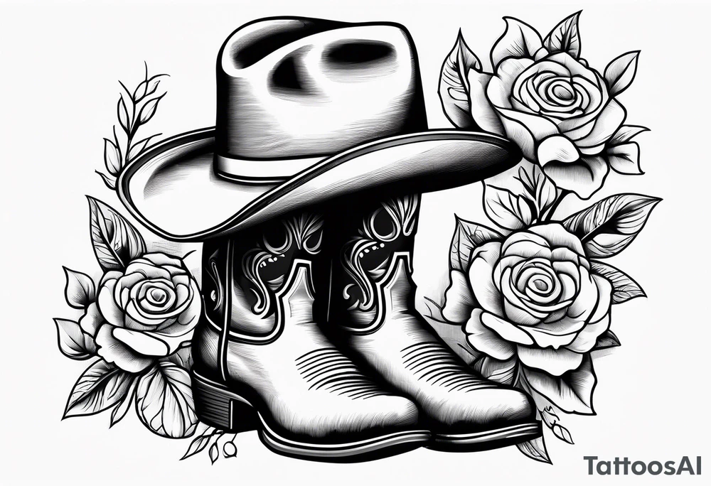Cowboy boots flowers cowboy hat howdy tattoo idea