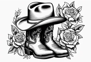 Cowboy boots flowers cowboy hat howdy tattoo idea