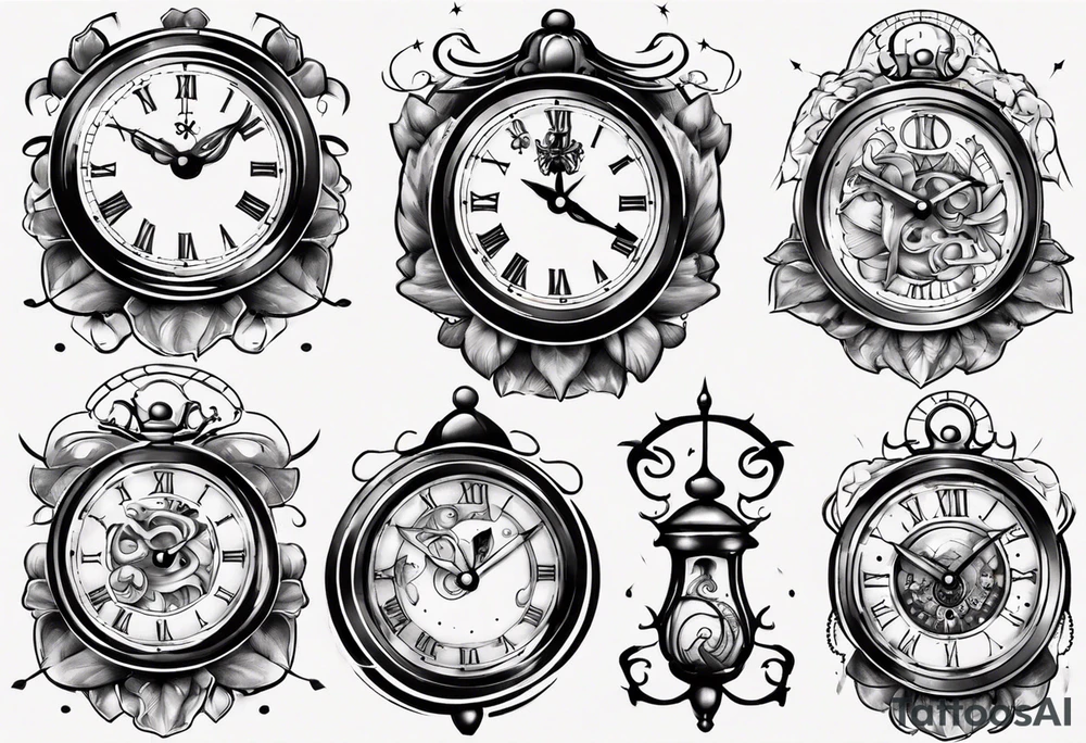 Baby clock name tattoo idea