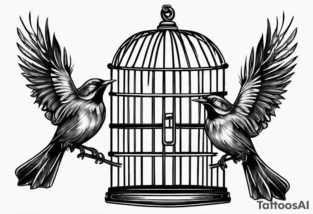 Empty Bird cage door open tattoo idea
