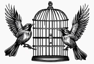 Empty Bird cage door open tattoo idea