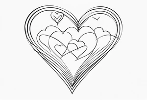 6 connecting hearts tattoo idea