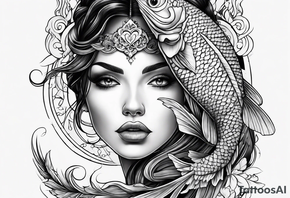 pescado adentro de un corazón tattoo idea