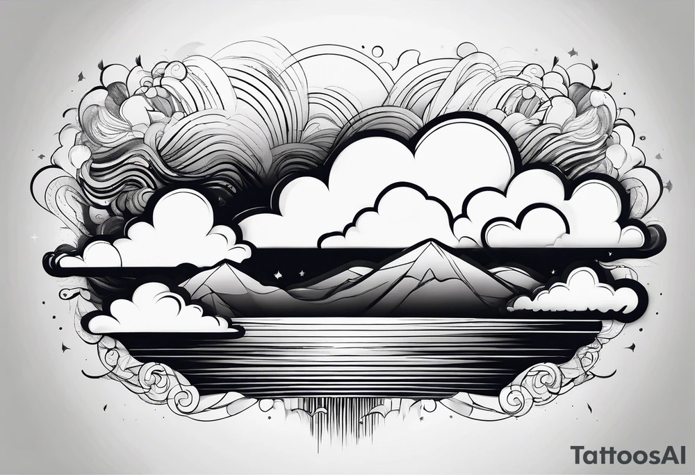 abstract clouds linework tattoo idea