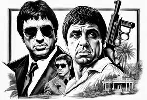 Scarface movie the statue from his house with the worl is yours tattoo idea