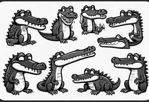 cute sad cartoon crocodile crying tattoo idea