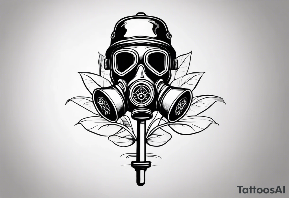 plant stick out of a gasmask tattoo idea