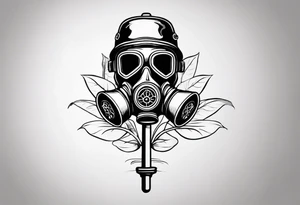 plant stick out of a gasmask tattoo idea