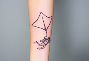 Manta ray silhouette above, scuba diver underneath, water background tattoo idea