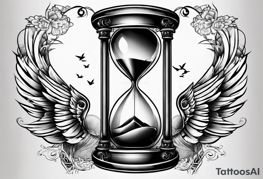 hourglass with wing carpe diem for men tattoo idea