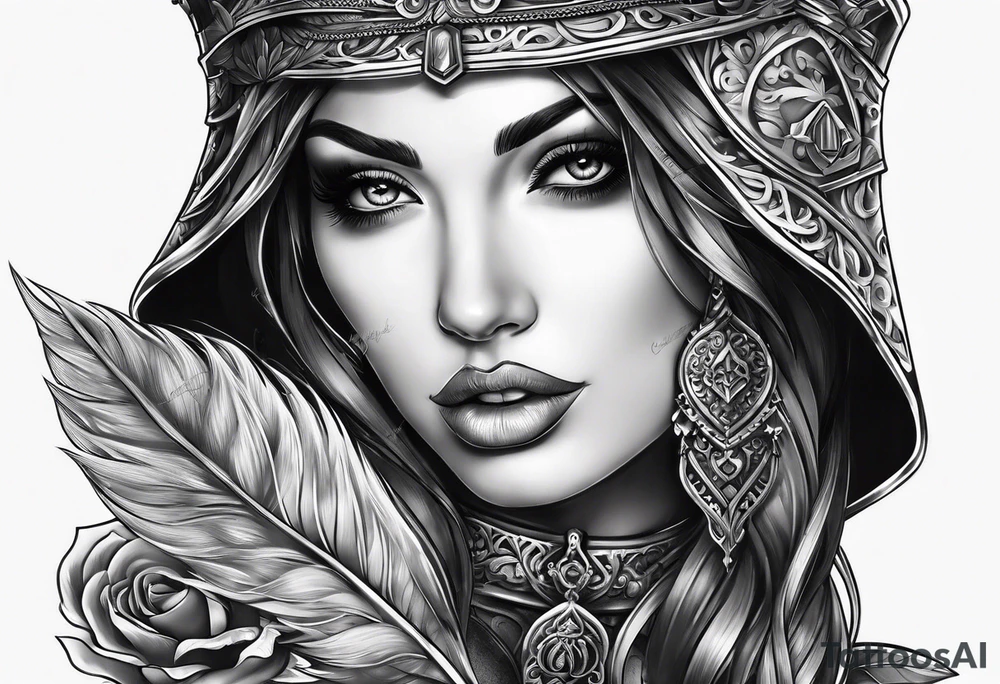 Female holding dagger tattoo idea