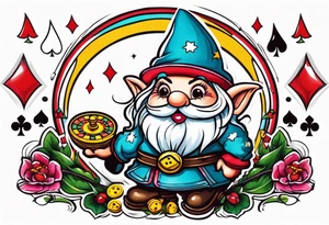 Gambling female gnome tattoo idea