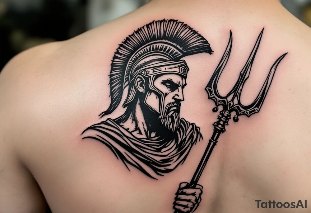 spartan with trident tattoo idea