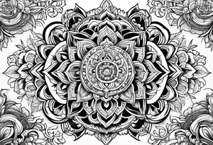 Hippy Buddhist feminine floral tattoo idea