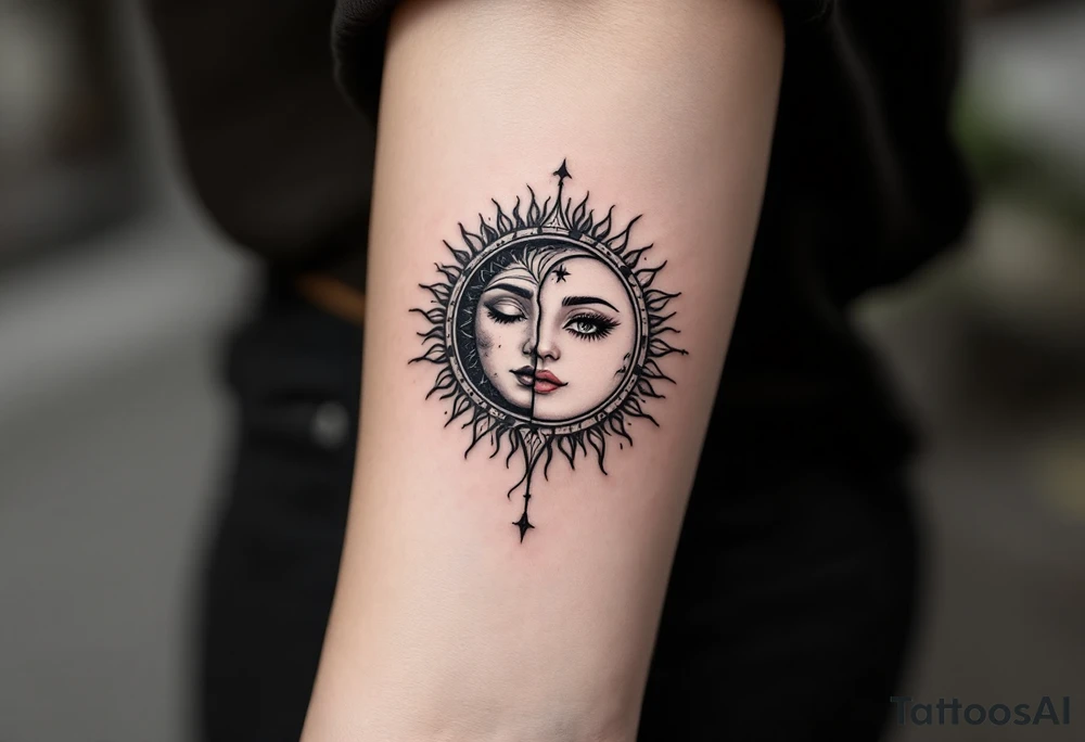 sunface (sunsign in aquarius) & moonface (moonsign in pisces) astrology / yang and yang inspired tattoo idea