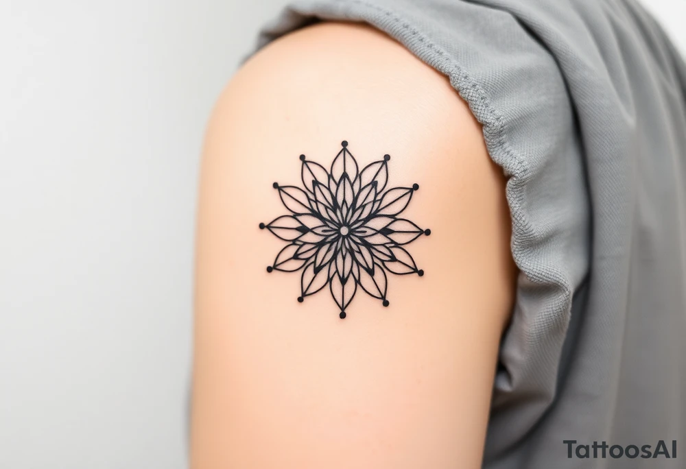 A Flower of Life pattern with delicate dot work shading placed in cyrcle tattoo idea