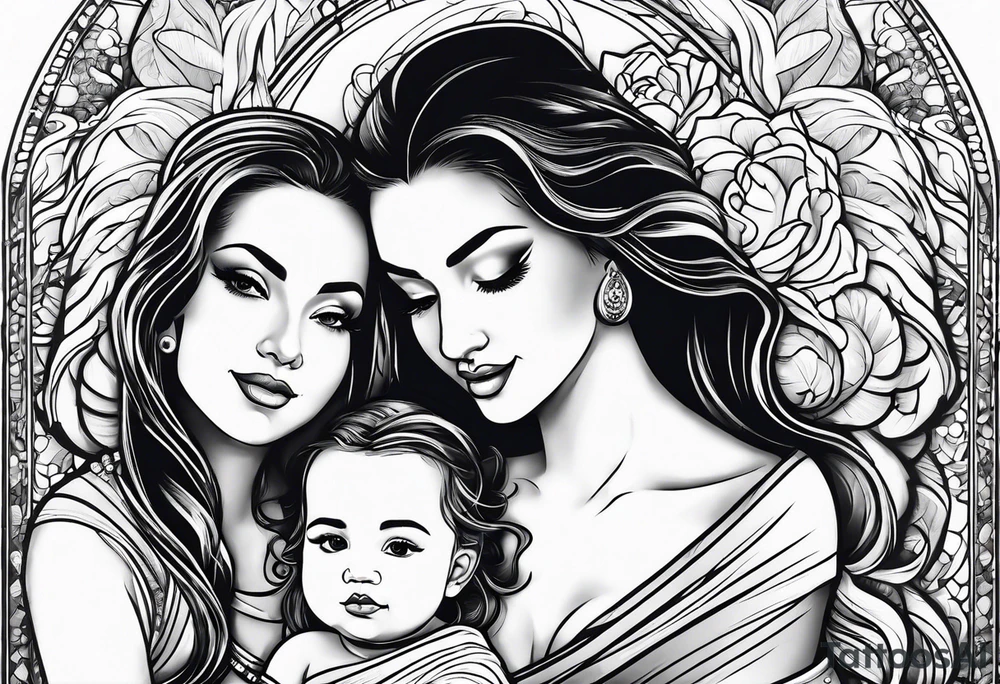Motherwith 3 daughtersbaby tattoo idea