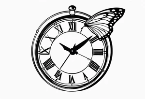 Butterfly flying over a clock. tattoo idea