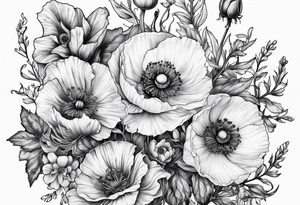 Poppy and larkspur tattoo idea