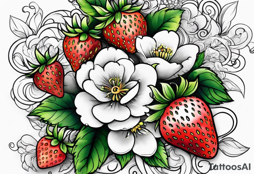 One Strawberry new school tattoo idea