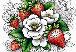 One Strawberry new school tattoo idea