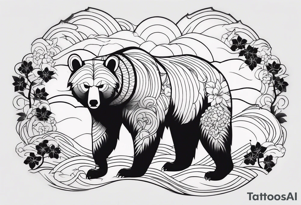 Japanese bear tattoo idea