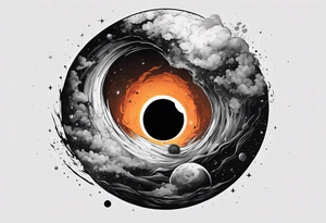 Large black hole swallowing earth. as Earth is swallowed space and time is stretched and deformed tattoo idea