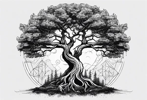 dead friend named alejandro with a tree connecting the sky and earth. with number 8 in it tattoo idea