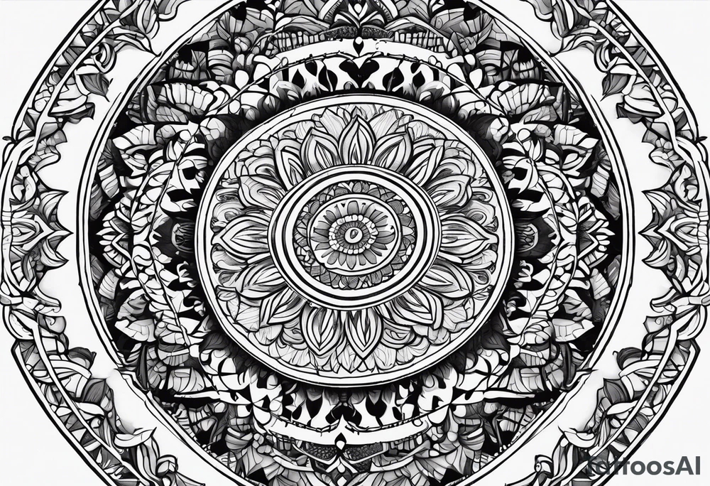 minimalistic delicate mandala with tree motif tattoo idea